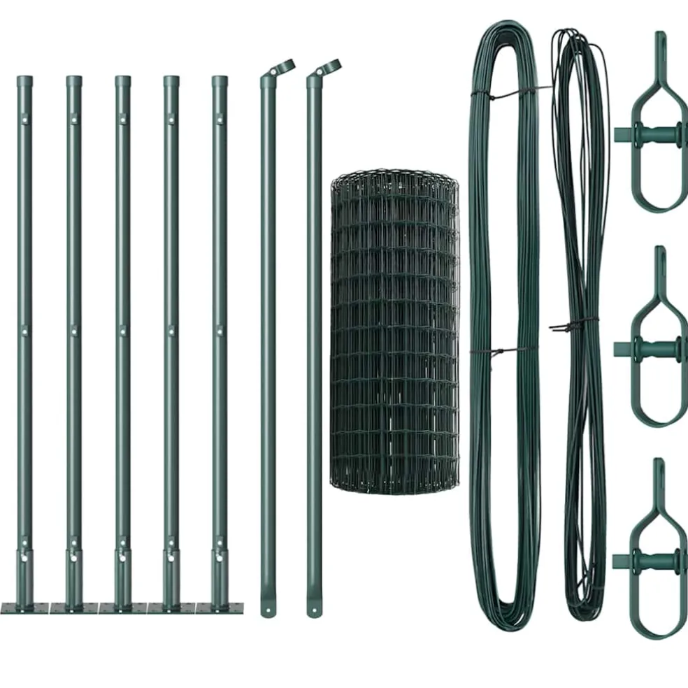 vidaXL Euro-hek met betonnen voetstuk 10 x 0,6 m PVC-Coated Staal Mesh