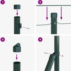vidaXL Euro-hek met betonnen voetstuk 10 x 0,6 m PVC-Coated Staal Mesh