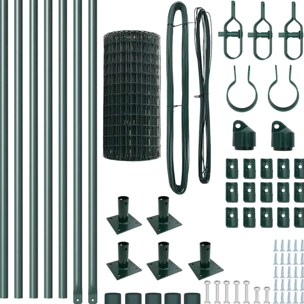 vidaXL Euro-hek met betonnen voetstuk 10 x 0,6 m PVC-Coated Staal Mesh
