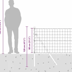 vidaXL Euro-hek met grondbevestiging 10 x 0,8 m PVC-Coated Staal Grijs