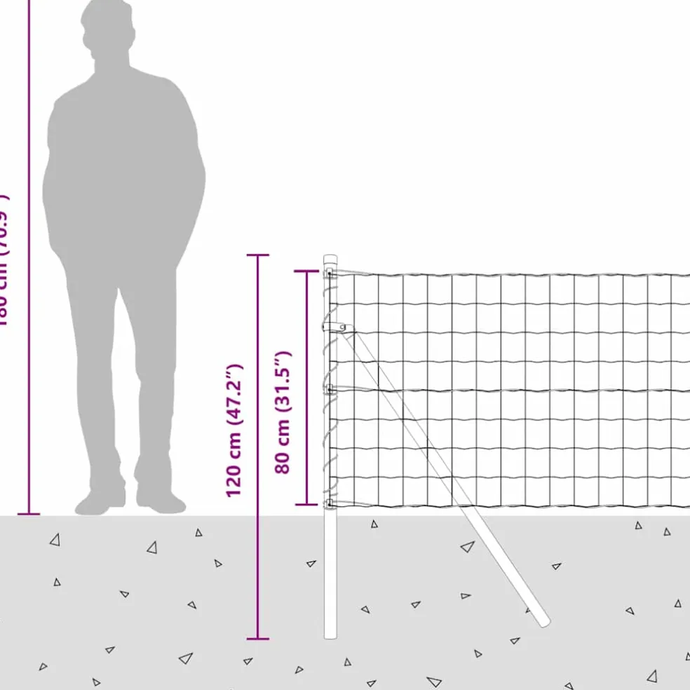 vidaXL Euro-hek met grondbevestiging 10 x 0,8 m PVC-Coated Staal Grijs
