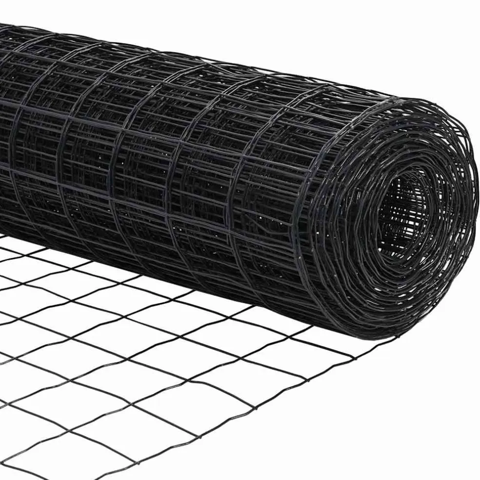 vidaXL Euro-hek met grondbevestiging 10 x 0,8 m PVC-Coated Staal Grijs