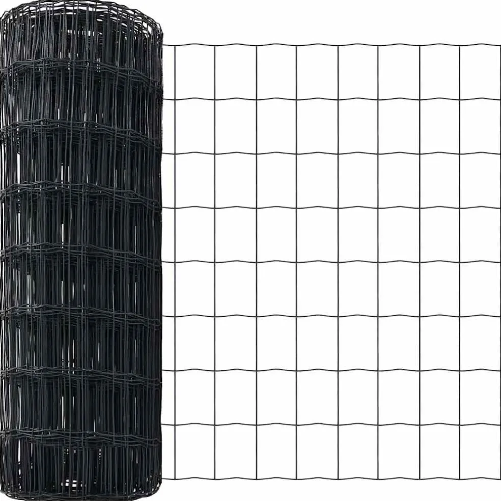 vidaXL Euro-hek met grondbevestiging 10 x 0,8 m PVC-Coated Staal Grijs