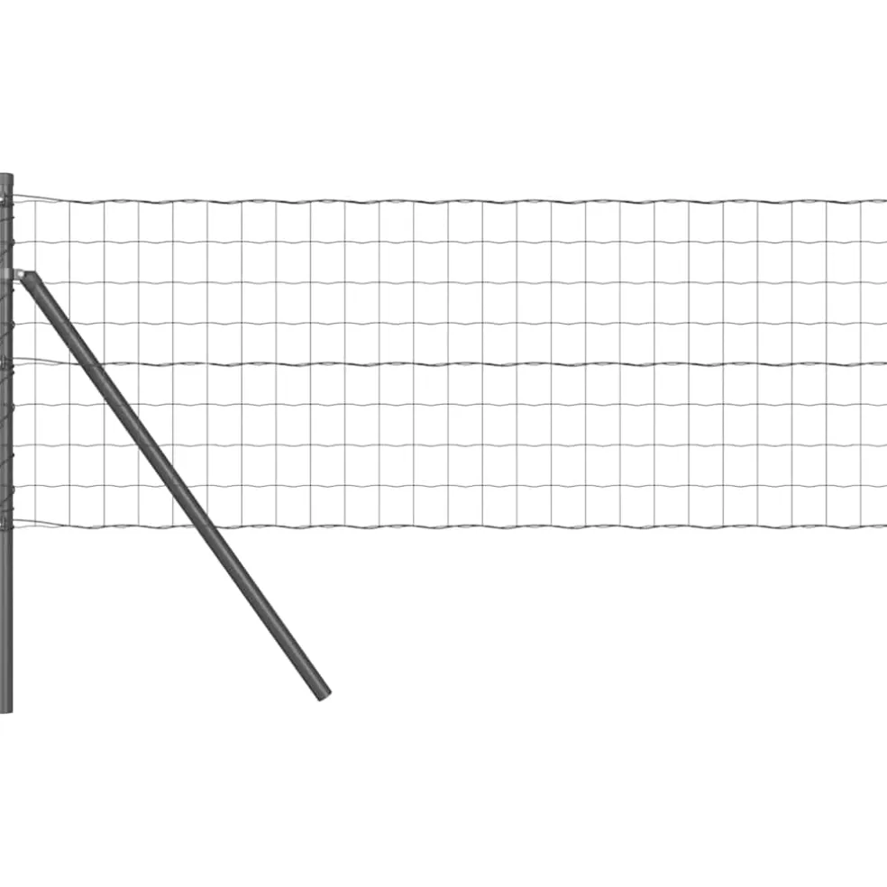 vidaXL Euro-hek met grondbevestiging 10 x 0,8 m PVC-Coated Staal Grijs