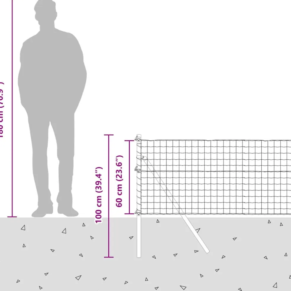 vidaXL Euro-hek met grondbevestiging 10 x 0,6 m PVC-Coated Staal Groen
