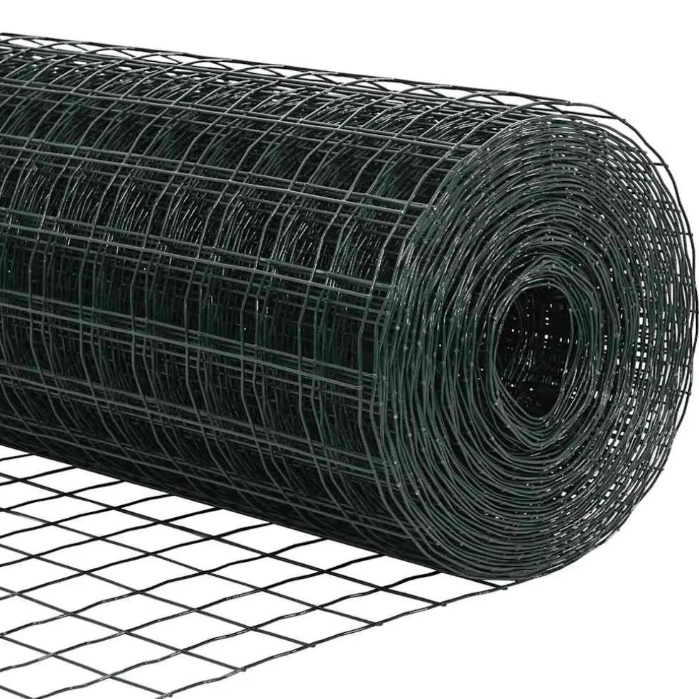 vidaXL Euro-hek met grondbevestiging 10 x 0,6 m PVC-Coated Staal Groen
