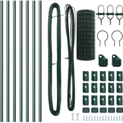 vidaXL Euro-hek met grondbevestiging 10 x 0,6 m PVC-Coated Staal Groen