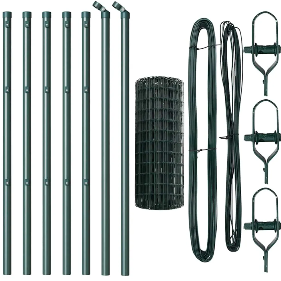 vidaXL Euro-hek met grondbevestiging 10 x 0,6 m PVC-Coated Staal Groen