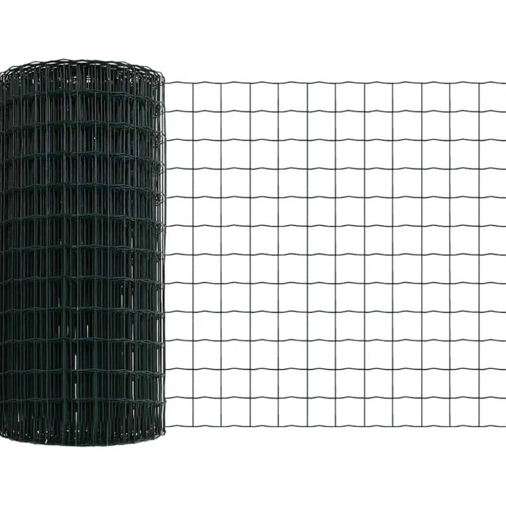 vidaXL Euro-hek met grondbevestiging 10 x 0,6 m PVC-Coated Staal Groen