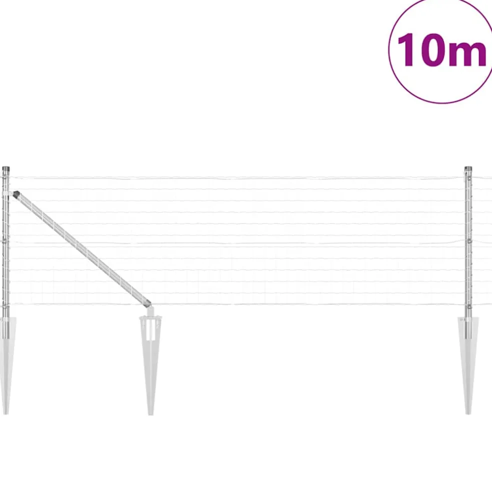 vidaXL Euro-hek met grondpennen 10 x 0,4 m Gegalvaniseerd staal Mesh