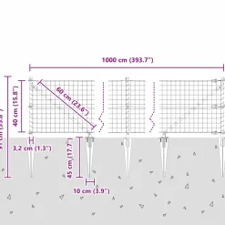 vidaXL Euro-hek met grondpennen 10 x 0,4 m Gegalvaniseerd staal Mesh