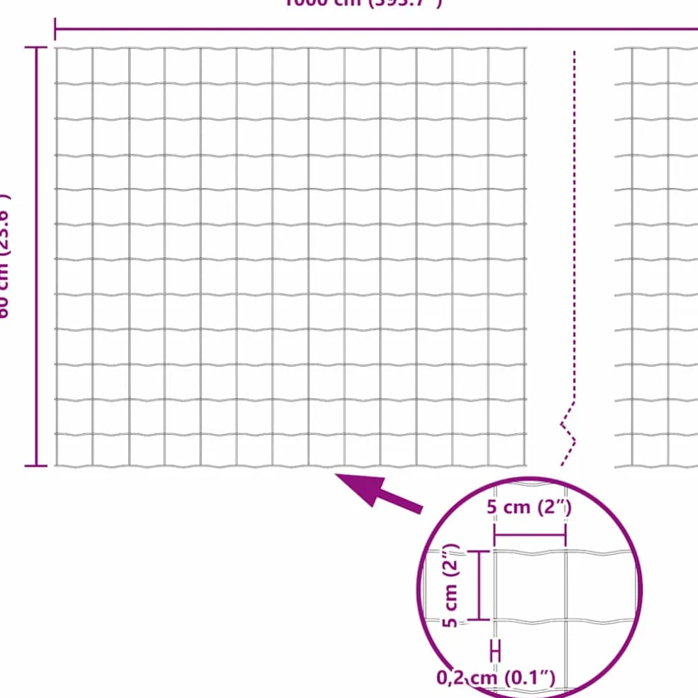 vidaXL Euro-hek met grondpennen 10 x 0,6 m PVC-Coated Staal Groen Mesh