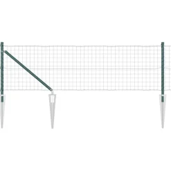 vidaXL Euro-hek met grondpennen 10 x 0,6 m PVC-Coated Staal Groen Mesh