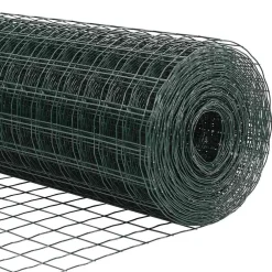 vidaXL Euro-hek met grondpennen 10 x 0,6 m PVC-Coated Staal Groen Mesh