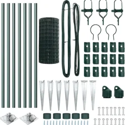 vidaXL Euro-hek met grondpennen 10 x 0,6 m PVC-Coated Staal Groen Mesh