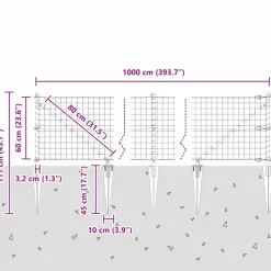 vidaXL Euro-hek met grondpennen 10 x 0,6 m PVC-Coated Staal Groen Mesh