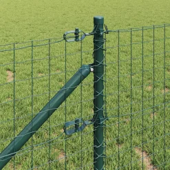 vidaXL Euro-hek met grondpennen 10 x 0,6 m PVC-Coated Staal Groen Mesh