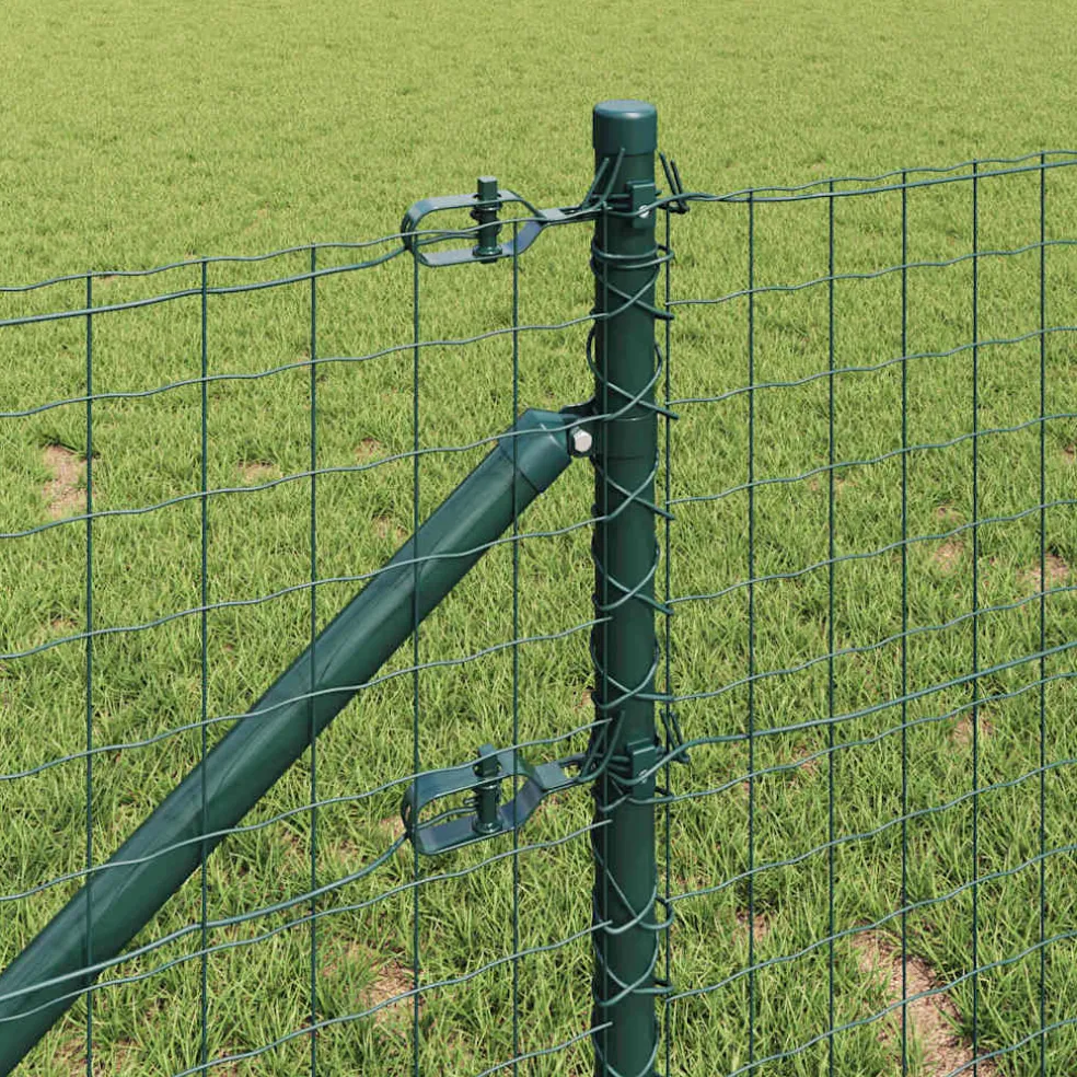 vidaXL Euro-hek met grondpennen 10 x 0,6 m PVC-Coated Staal Groen Mesh
