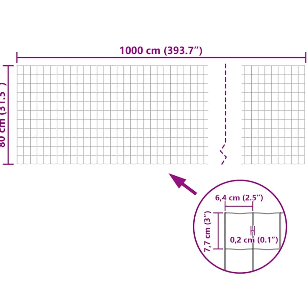 vidaXL Euro hek 10x0,8 m staal grijs