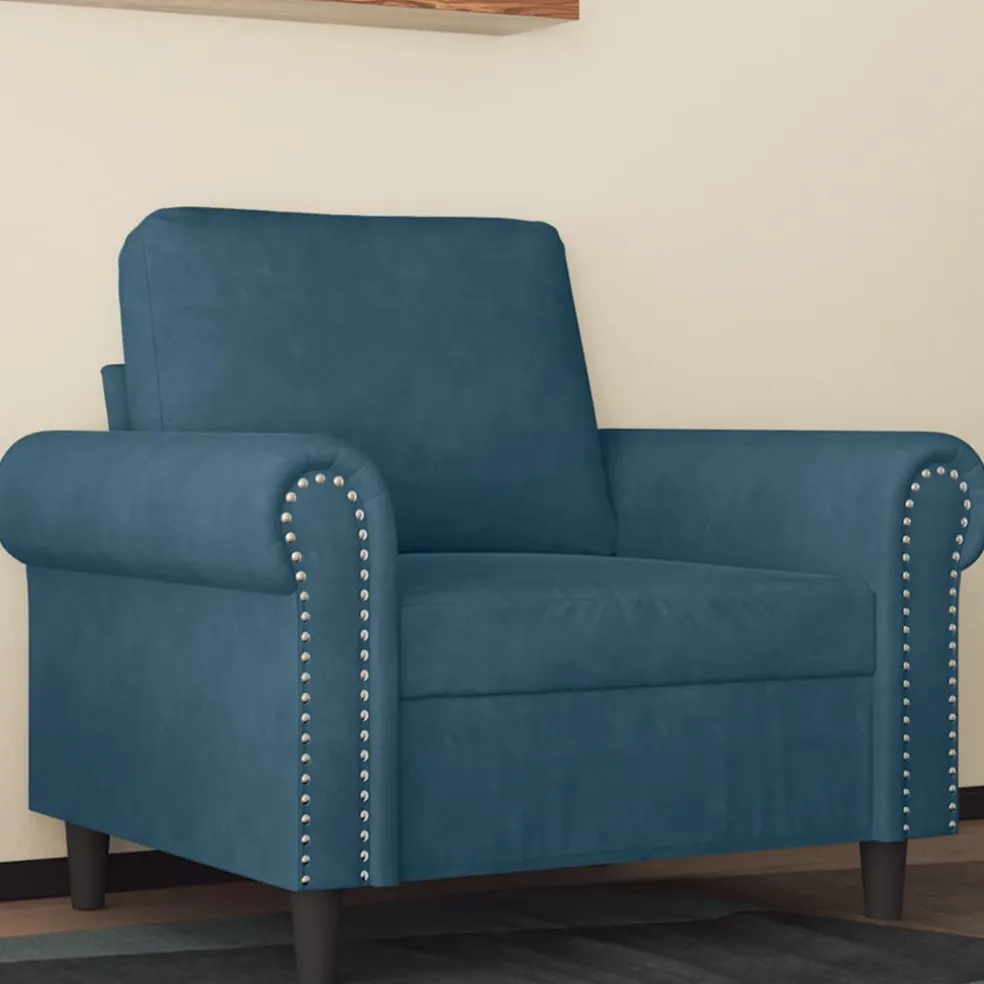 vidaXL Fauteuil 60 cm fluweel blauw