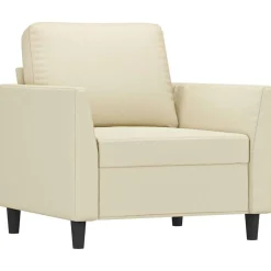 vidaXL Fauteuil 60 cm kunstleer crèmekleurig