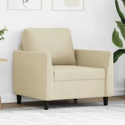 vidaXL Fauteuil 60 cm kunstleer crèmekleurig