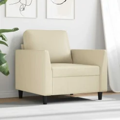 vidaXL Fauteuil 60 cm kunstleer crèmekleurig