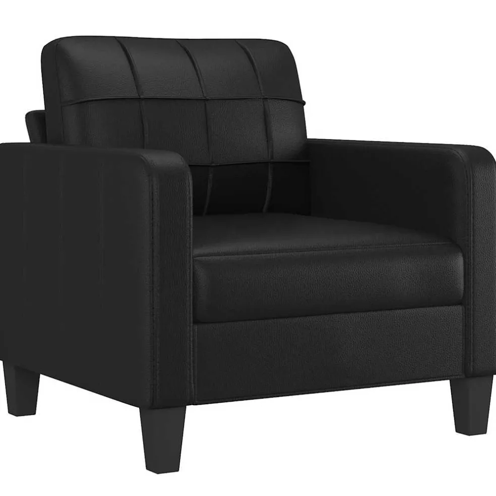 vidaXL Fauteuil 60 cm kunstleer zwart