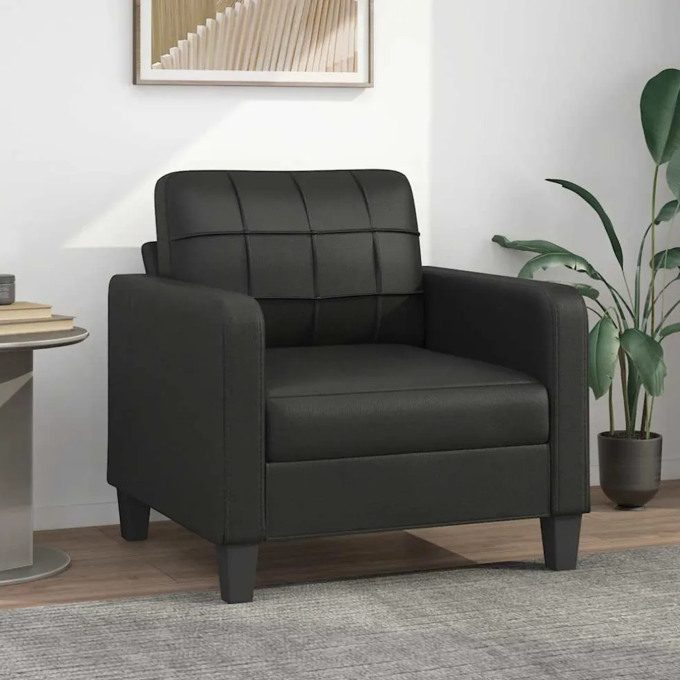 vidaXL Fauteuil 60 cm kunstleer zwart