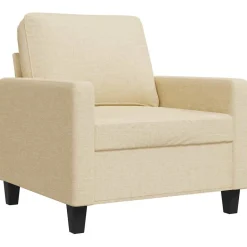 vidaXL Fauteuil 60 cm stof crèmekleurig