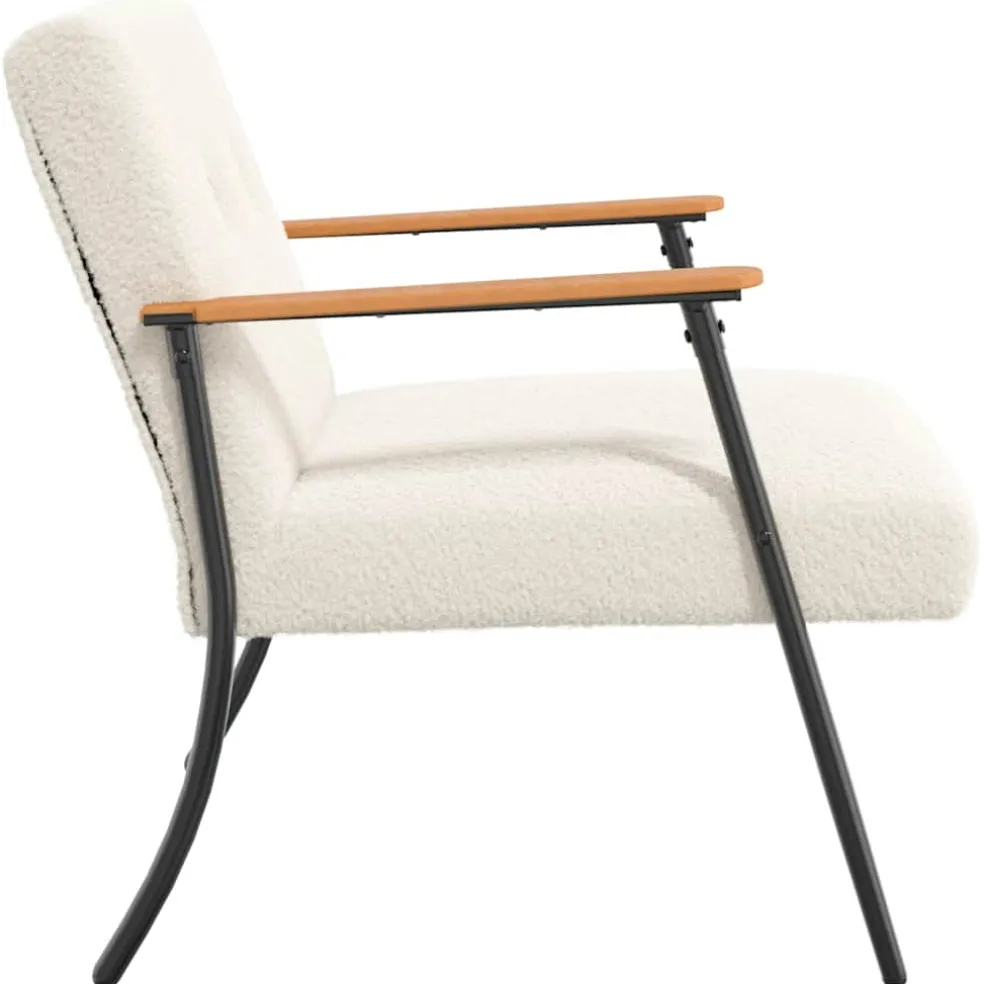 vidaXL Fauteuil Crème Krullend Wol-achtig Stof