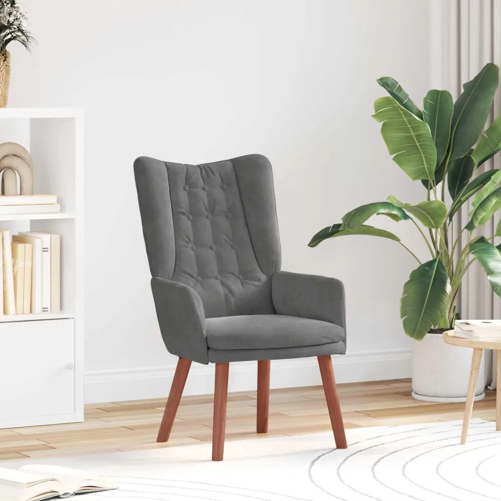 vidaXL Fauteuil Donkergrijs 63 x 67 x 94 cm Fluweel