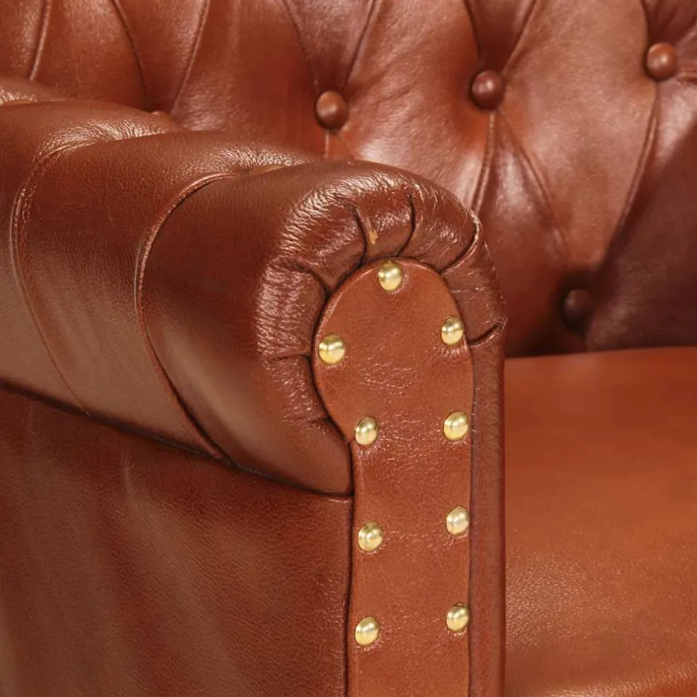 vidaXL Fauteuil echt geitenleer bruin
