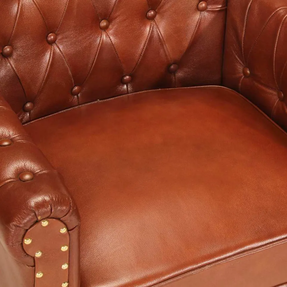 vidaXL Fauteuil echt geitenleer bruin