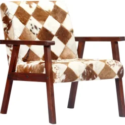 vidaXL Fauteuil echt geitenleer wit en bruin
