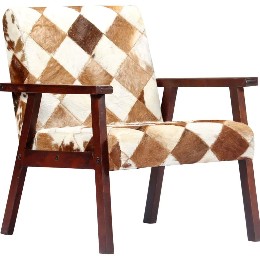 vidaXL Fauteuil echt geitenleer wit en bruin