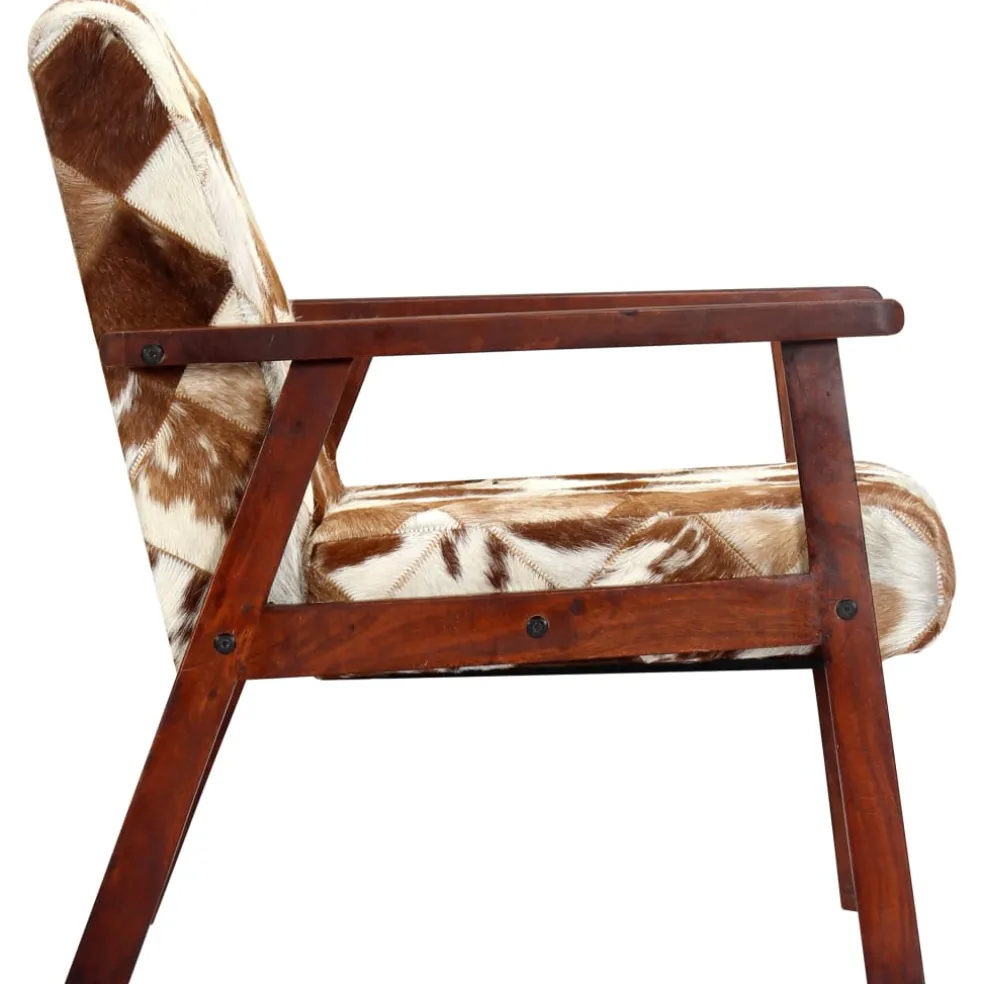 vidaXL Fauteuil echt geitenleer wit en bruin