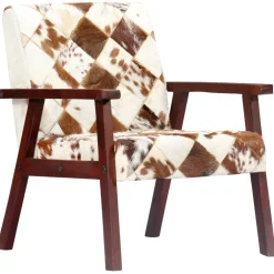 vidaXL Fauteuil echt geitenleer wit en bruin