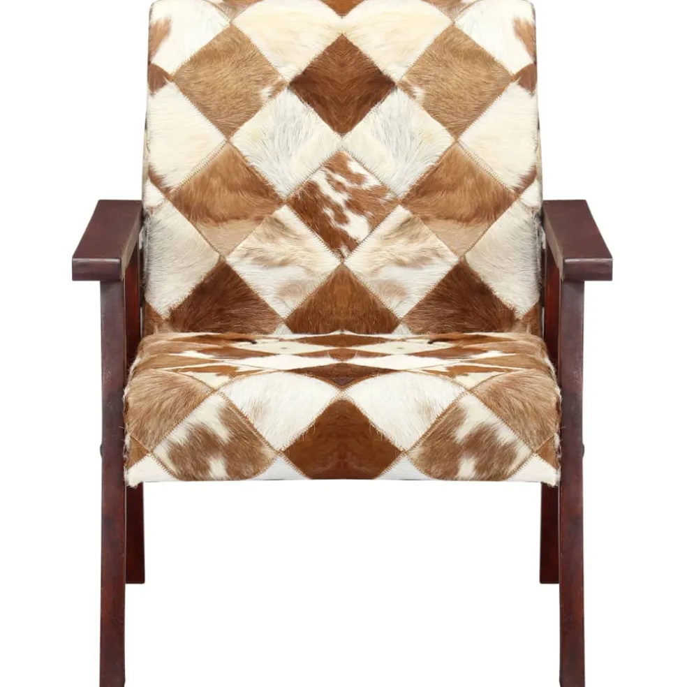 vidaXL Fauteuil echt geitenleer wit en bruin