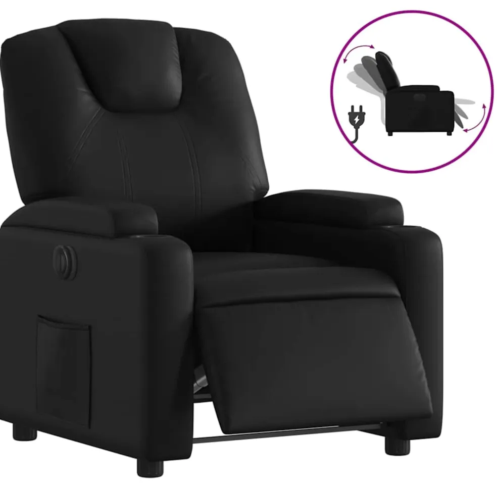 vidaXL Fauteuil elektrisch verstelbaar kunstleer zwart