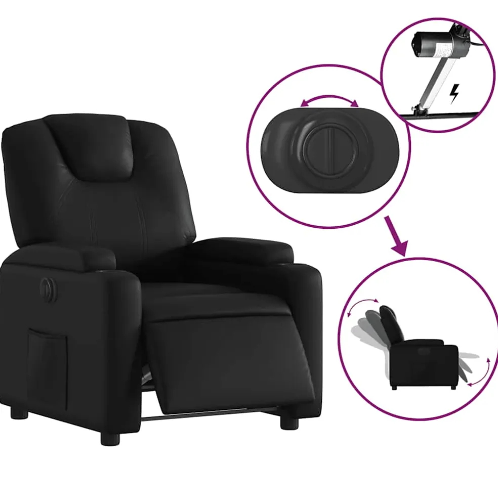 vidaXL Fauteuil elektrisch verstelbaar kunstleer zwart