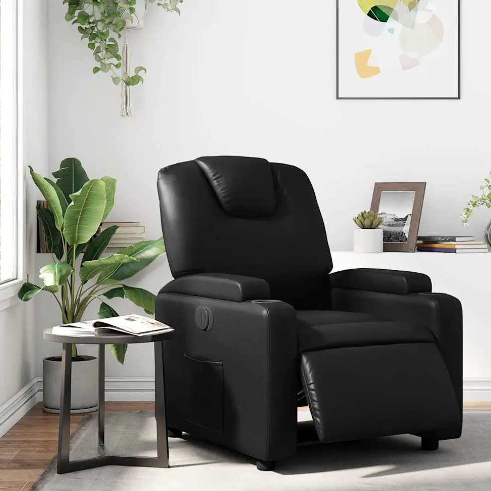 vidaXL Fauteuil elektrisch verstelbaar kunstleer zwart