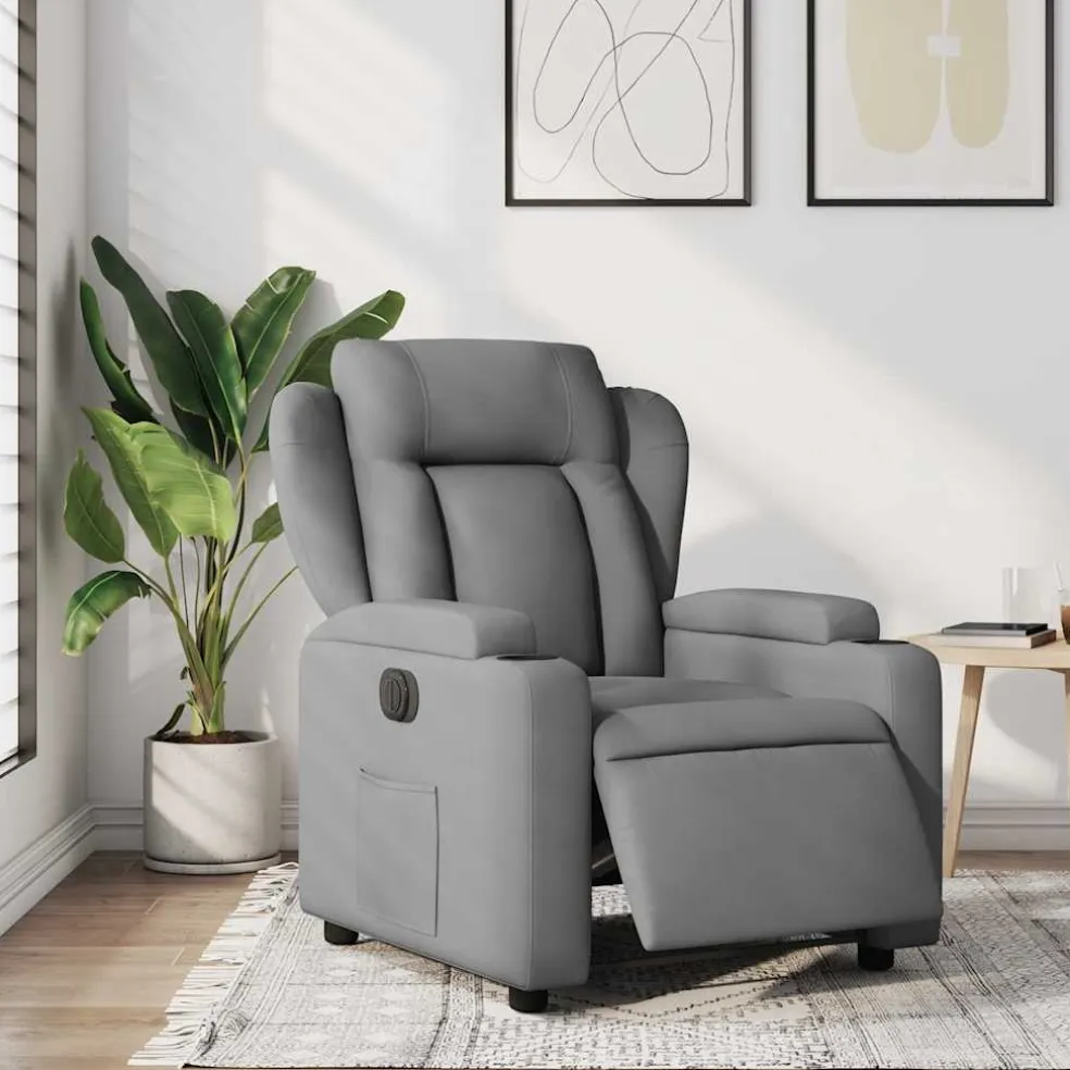 vidaXL Fauteuil elektrisch verstelbaar stof lichtgrijs