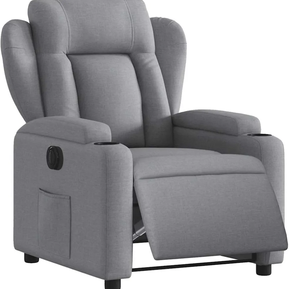 vidaXL Fauteuil elektrisch verstelbaar stof lichtgrijs