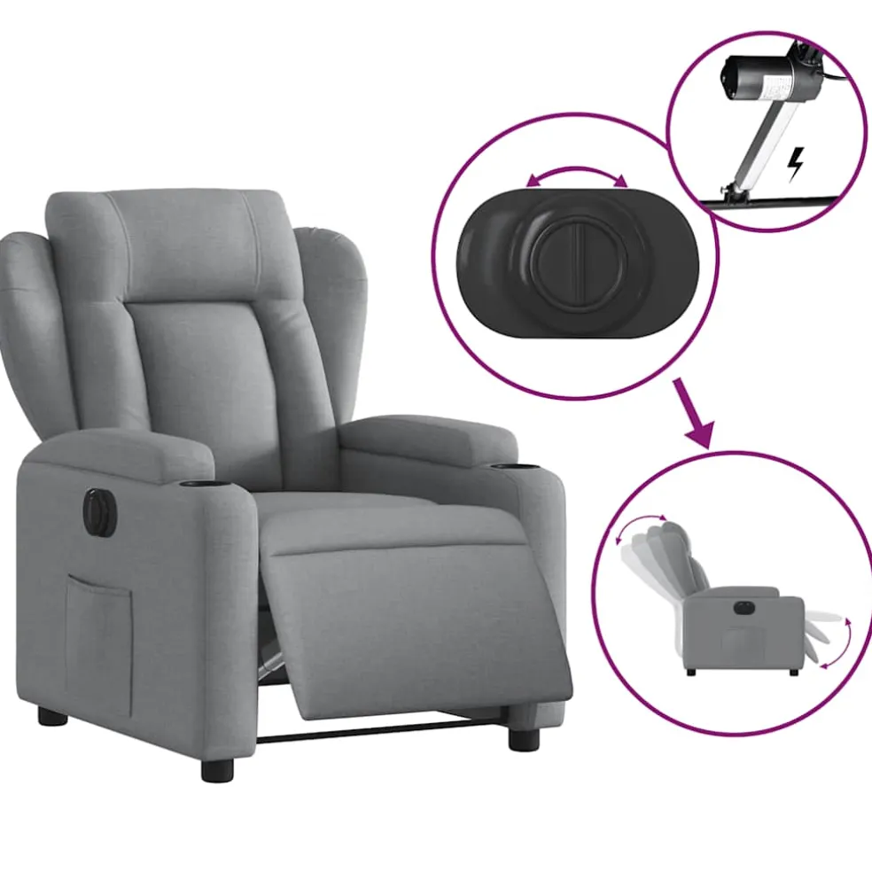 vidaXL Fauteuil elektrisch verstelbaar stof lichtgrijs