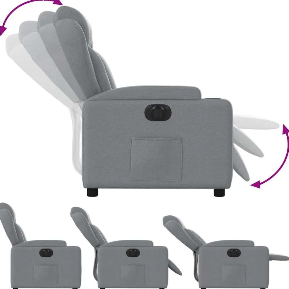 vidaXL Fauteuil elektrisch verstelbaar stof lichtgrijs