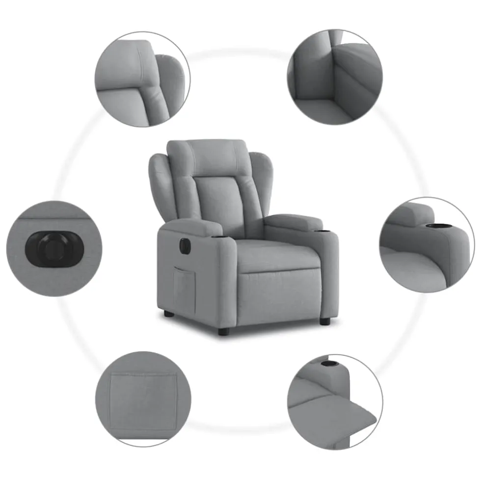 vidaXL Fauteuil elektrisch verstelbaar stof lichtgrijs