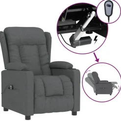 vidaXL Fauteuil elektrisch verstelbaar stof donkergrijs