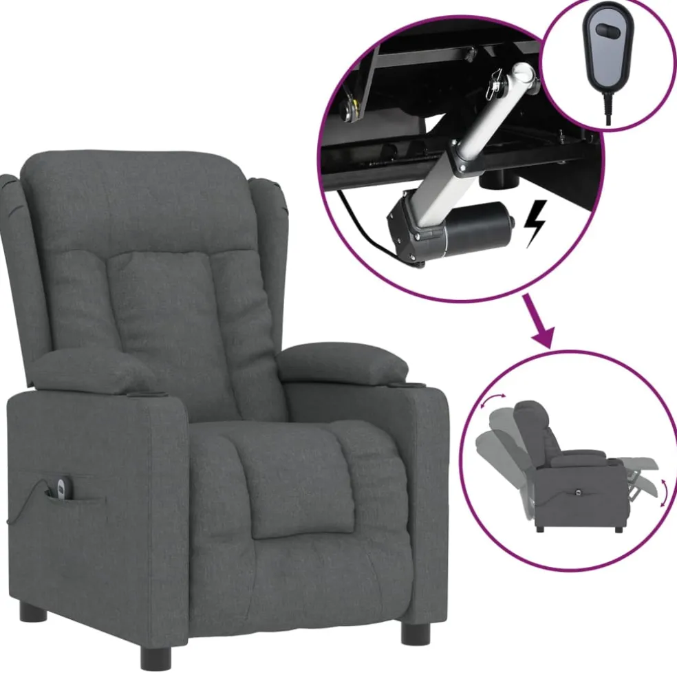 vidaXL Fauteuil elektrisch verstelbaar stof donkergrijs
