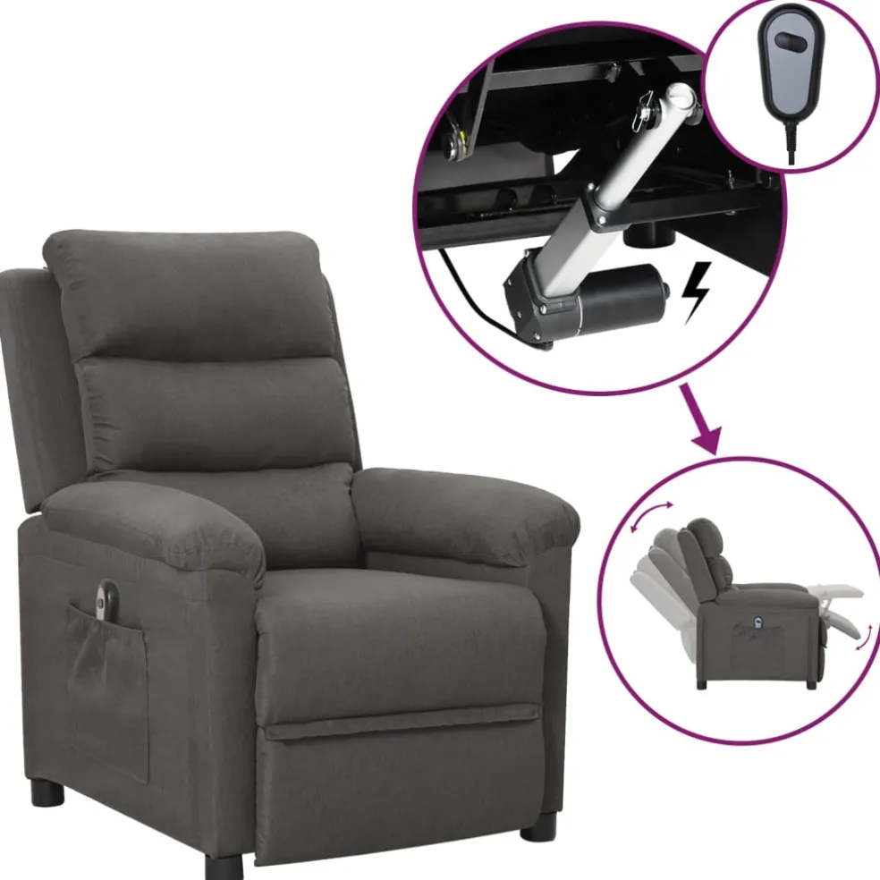 vidaXL Fauteuil elektrisch verstelbaar stof donkergrijs